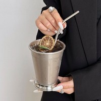 Gobelet à Julep en acier inoxydable, finition brossée miroir, verre à cocktail en métal pour bar et fête