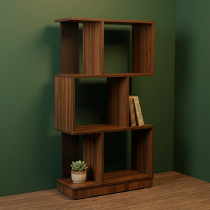Étagère murale/de plancher en bois en laiton AK de couleur noyer avec de grandes étagères Étagère utilitaire artisanale pour la décoration intérieure de la maison/bureau - Product Image 2