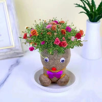 Plante en pot DIY Fleur Artificielle Mignonne pour Maternelle, Petite Plante d'Intérieur en Pot, Tête de Fleur Artificielle