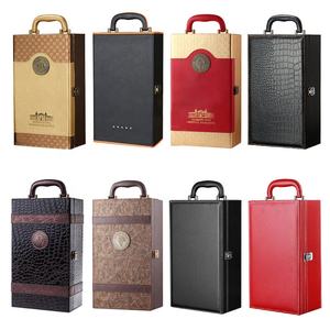 卸売カスタム高級PUレザーワインギフトワインボックス<span class=keywords><strong>2</strong></span>ボトル包装飲料ワインボックスセットツール付き - Product Image 1