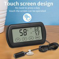 Termómetro con pantalla táctil para interiores, higrómetro con función de registro máximo y alarma, humedad y temperatura, Popular