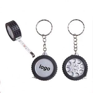 Cinta métrica de sublimación OEM personalizada al por mayor de 3 pies con llavero en forma de neumático y función de medición - Product Image 2
