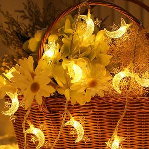 Guirnalda de <span class=keywords><strong>luces</strong></span> LED con forma de luna y estrella para el hogar, <span class=keywords><strong>luces</strong></span> de hadas con batería, <span class=keywords><strong>luces</strong></span> parpadeantes para Año Nuevo, decoraciones navideñas - Product Image 5