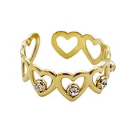 Montre Bague Tendance en Acier Inoxydable Plaqué Or 18K avec Zircon Cœur à Sertissage Invisible, Design Ouvert Géométrique Certifié