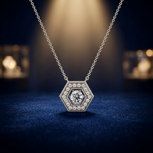 Pendentif en or blanc fantaisie avec diamant véritable, bijoux de luxe de créateur, collier de mariée, cadeau pour femme - Product Image 1