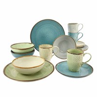 4 pièces de vaisselle en céramique moderne rustique avec bord doré et taches, passe au micro-ondes, assiette et bol personnalisés