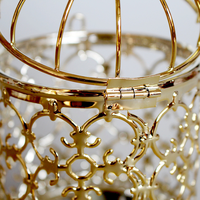 Vente en gros d'accessoires de mariage pour décoration d'intérieur, métal plaqué or, artisanat, bougeoir créatif pour cage à oiseaux