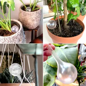 Globos de riego de plantas transparentes, bombillas de riego automático de plástico, dispositivo de agua de jardín para plantas de interior y exterior