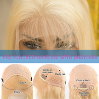 Peluca frontal de encaje transparente 613, cabello humano brasileño 613 Rubio, 40 pulgadas, cabello virgen 613, gran oferta