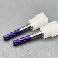 Vente chaude 1-20mm Nano-bleu/TiN enduit CNC fraise outils HRC65 4 flûte carbure monobloc fraise en bout pour durcir l'acier