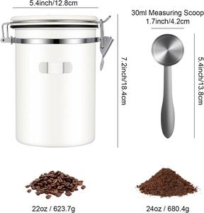 Boîte à café en acier inoxydable 22OZ, récipient hermétique pour le stockage des grains de café, avec suivi de date et cuillère doseuse - Product Image 3