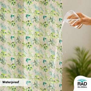 <b>Leaves</b> Beige Premium Waterproof Outdoor Curtains with Elegant Botanical Print for Stylish Patio and Balcony Decor - Product Image 3