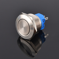 Botón Pulsador Momentáneo Electrónico de Aluminio y Acero Inoxidable de 25 mm, IP65 Impermeable, 5 Pines, 1NO1NC, 3A, Símbolo de Energía Verde Iluminado