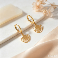 Magnifiques boucles d'oreilles miniatures en forme de coquille Saint-Jacques en filigrane, plaquées or 18 carats, sans nickel, bijoux d'oreille pour les vacances à la plage