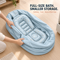 Baignoire gonflable pour bébé avec support intérieur profilé, conception ovale en PVC avec chambre à air pour un rangement peu encombrant, emballage personnalisé