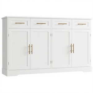 Buffet moderne blanc, armoire de rangement pour salle à manger, credenza, longueur personnalisée, en contreplaqué, fabriqué aux États-Unis - Product Image 5