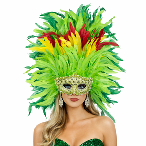 Masque facial en plumes inspiré du sambas brésiliennes pour les événements de carnaval, les fêtes de filles, les festivals, les tenues de carnaval - Product Image 5