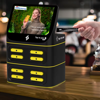 Distributeur automatique de batteries externes avec écran publicitaire 8 emplacements, station de location de batteries externes avec système de point de vente et lecteur de cartes