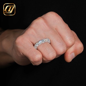 IGI Certified Lab Created Diamond VVS2 Clarity Excellent Cut <b>Eternity</b> <b>Ring</b> Solid 925 Sterling <b>Silver</b> Rhodium Plated Brilliant - Product Image 5