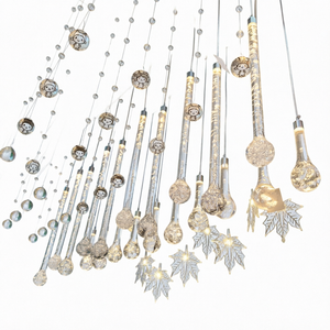 Meilleur lustre LED en acrylique à 10 têtes en forme de goutte d'eau, pour scène de mariage, lampe décorative suspendue jaune et blanche - Product Image 1