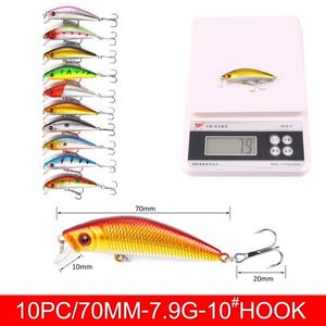 Juego de 20 Señuelos de Pesca Rígidos de ABS de 80 mm y 15 g, Señuelos de Fondo y de Agua Media con Anzuelos Triples para Pesca de Trucha y Lubina en Agua Salada y Dulce - Product Image 3