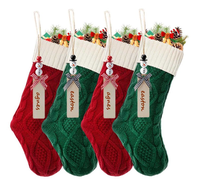 Chaussettes de Noël 46 cm Rouge Vert Blanc Tricotées Décoration Suspendue Sac Cadeau Vente en Gros