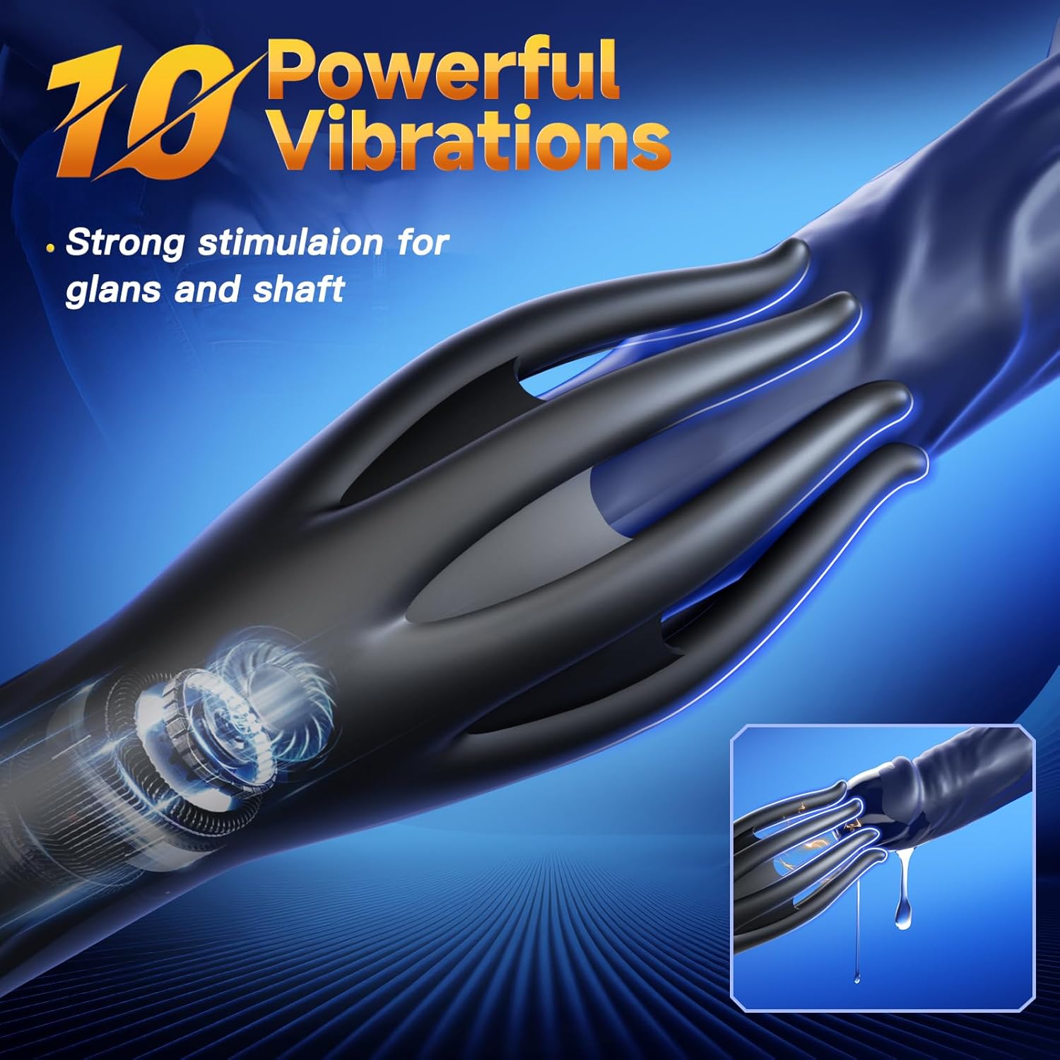 2 in 1 Male Masturbator with 10 Powerful Vibrations - Automatic Stroker Cup  for Men's Adult Toys, 100% Waterproof Design