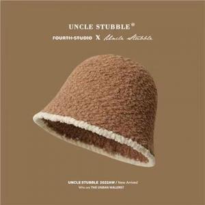 Chapeau bob en tricot noir pour femme, grande circonférence de tête, style coréen, chaud, pour l'automne et l'hiver, qui affine le visage - Product Image 6