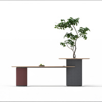 Ensemble de table biophilique de bureau avec pot de plante intégré, table-banc ovale et table de plantation ronde pour salon et réception