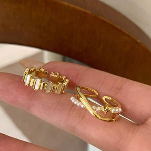 Waterproof <b>Gold</b> Plated Couple <b>Ring</b> Jewelry Women Accessories Heart Butterfly <b>Snake</b> Stainless Steel - Product Image 1