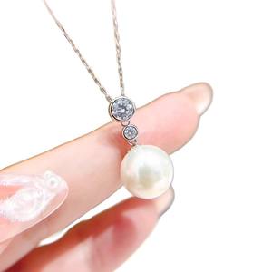 31409 DIY Pendentif de collier simple, support vide pour perles de 10-15mm en argent S925, accessoires pour perles, pour créer votre propre collier unique - Product Image 5