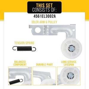 Conjunto de poleas 4561EL3002A para correas de secadora LG Kenmore, pieza duradera de plástico - Product Image 2