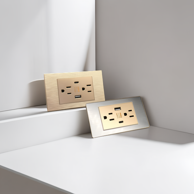 Hot Selling Home Use 110V-250V American 2 USB Wall Socket Outlet 5.6 a USBA+Type C Phone Charger Outlets