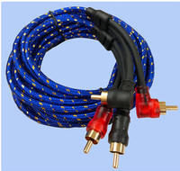 Fábrica al por mayor cobre puro 1M-5M Doble escudo coche altavoz 2 RCA a 2 RCA macho enchufe coche Audio Cable
