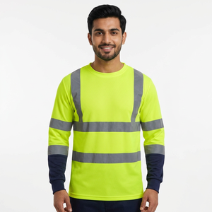 Latest Design Wholesale Hi <b>Vis</b> Protective Security Work Breathable Safety <b>T</b>-<b>shirts</b> Custom Logo Heat Transfer Printing Reflective - Product Image 1