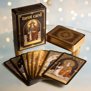 Cartes d'affirmation positives personnalisées avec bords dorés et boîte, jeu de <span class=keywords><strong>tarot</strong></span> de 80 cartes, boîte rigide, <span class=keywords><strong>tarot</strong></span> oracle - Product Image 1