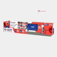 Stand d'exposition modulaire surdimensionné 14*3M avec caisson lumineux SEG, affichage étendu, plusieurs colonnes, comptoir d'accueil et kit de mur graphique