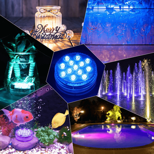 Submersible LED Pool Lights Plastic Waterproof Remote Control 16 Colors 3 Modes Dimmer Timer 8M Bathtub Spa Shower Inground