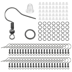 Diy <b>Earring</b> Set Ear <b>Hooks</b> Single Loops With Silicone Backs For <b>Earring</b> Making Multiple Colors Iron Plated Jewelry Findings - Product Image 5