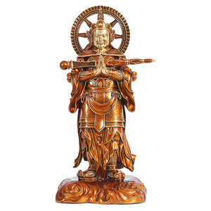Statue de Bouddha Weituo en laiton, moulée à la main, pour la maison, le bureau, la décoration intérieure, artisanat décoratif, cadeau - Product Image 4