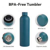 Botella de Agua de Acero Inoxidable con Logotipo Personalizado, 500 ml, 17 oz, Aislada al Vacío de Doble Pared, Termo para Venta al Por Mayor, MOQ de 50 Piezas