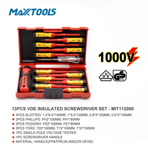 Juego de Destornilladores para <span class=keywords><strong>Electricista</strong></span> de 13 Piezas con Certificación VDE, con Probador de Voltaje, Mango Magnético Aislado, Acero CR-V6150 - Product Image 5
