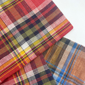 Tela de Lino 100% Tejida a Cuadros Rojos Teñida con Hilo Orgánico Ecológico de Alta Calidad para Ropa de Niñas, Lino Europeo Suave - Product Image 2