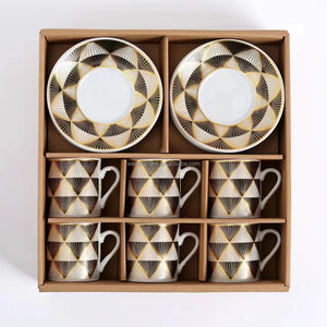 Juego de Té de 12 Piezas de Cerámica Estilo Árabe, Taza de Café Expresso de Lujo, Taza y Platillo de Café, Estilo <span class=keywords><strong>Habesha</strong></span>, Turco, Etíope - Product Image 5