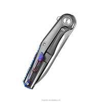 KMS Marque M390 Zirconium Damas Titane Alliage Poignée Surface CD Motif Tactique Camping En Plein Air Pliant Couteau De Chasse