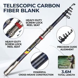 Canne à pêche télescopique en carbone <span class=keywords><strong>pour</strong></span> <span class=keywords><strong>surfcasting</strong></span> 3,6m-5,4m, portable <span class=keywords><strong>pour</strong></span> la pêche en lac, en ruisseau et en mer (crevettes), cannes en carbone <span class=keywords><strong>pour</strong></span> eau salée - Product Image 1