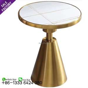 Table basse en marbre et acier inoxydable, style minimaliste moderne, pour salon, table à gâteau de mariage, luxe léger - Product Image 3