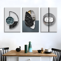 Impression sur toile géométrique abstraite moderne en aquarelle, ensemble de trois pièces, art mural pour la décoration intérieure
