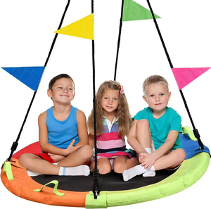 Saucer Tree Swing Grande balançoire en corde avec plateforme de balançoire nid d'enfant et mousqueton bonus pour l'extérieur - Product Image 2