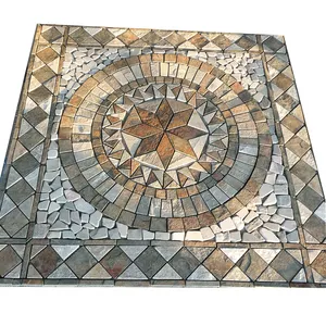 Cheap Price Factory Supplier Slate Mosaic Medallion Pattern Courtyard Floor Tiles
